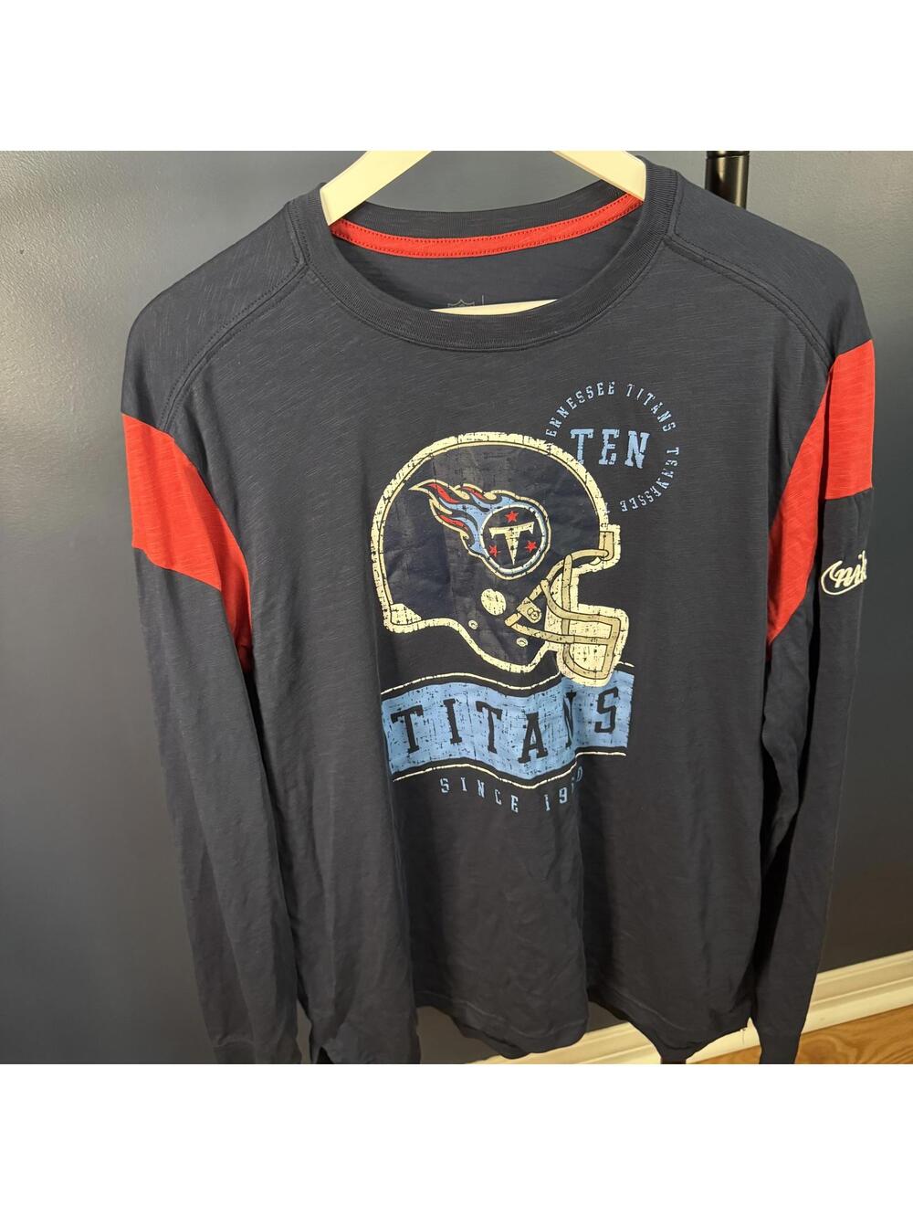 Nike, Tennessee Titans, Long Sleeve T-Shirt, Blue/Red, Men’s XL